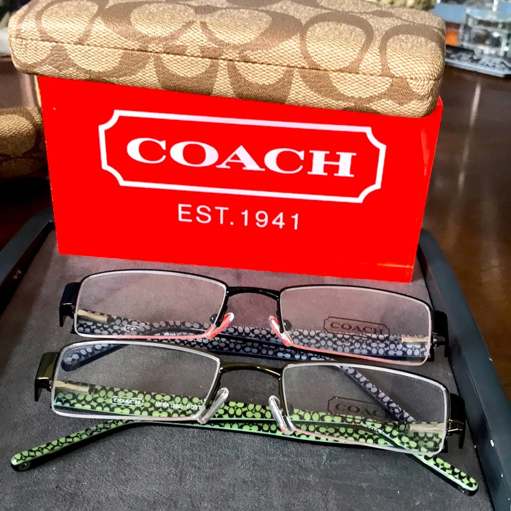 Coach Vera 2 for 1 Rectangle Semi Rimless ladies Glasses. Green and Black.